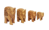 White Whale Wooden Jali Elephants with Baby Inside BABY Idol Feng Shui Good Luck Dignity worldwide Showpiece Gifts Set ( Pack of 4)