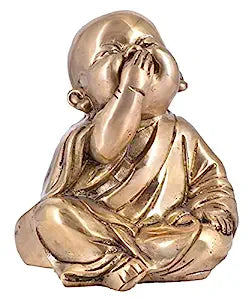 White Whale Brass Laughing Buddha for Wealth & Prosperity | Happy Man - Best for Gifting - Made in Tibet Home Decoration