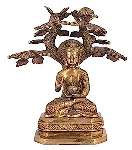 White Whale Brass Buddha Statue Murti for Home Decor Entrance Office Table Living Room Meditation Luck Gift Feng Shui Home Décor
