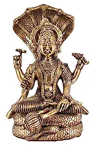 White Whale Hinduism Lord Vishnu Standing Religious Brass Statue for Puja Mandir