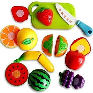 White Whale Realistic Sliceable 8 Pcs Fruits Cutting Play Toy Set, Can Be Cut in 2 Parts, Assorted