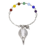 White Whale Crystal Pendulum Dowsing Chakra Healing Pendant Bracelet Combination With 7 Chakras Gemstone Chain