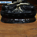 White Whale Brass Darshata Gautama (Mesmerizing Lord Buddha) in a Blessing Position - Opulent Black & Gold Finish