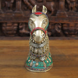 White Whale Antique Stone Finish Horse Brass Showpiece Religious Strength Sculpture Idol