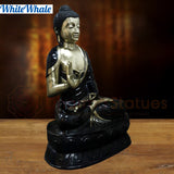 White Whale Brass Darshata Gautama (Mesmerizing Lord Buddha) in a Blessing Position - Opulent Black & Gold Finish