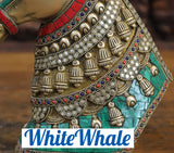 White Whale Antique Stone Finish Horse Brass Showpiece Religious Strength Sculpture Idol