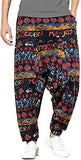 Whitewhale Mens Cotton Printed Harem Pants Pockets Yoga Trousers Hippie