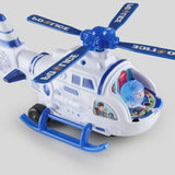 White Whale Toy Airplane Realistic Helicopter w/ Pilote Omni-Directional Wheel Anti-Collision Sensor Music Light Kids Education Toy