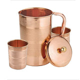 White Whale Pure Copper Luxury Jug with glass, Jug capacity 2100 ml