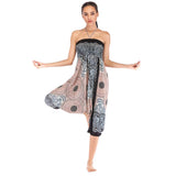 Whitewhale Women Casual Peacock Print Summer Loose Yoga Trousers Baggy Boho Aladdin Jumpsuit Harem Pants