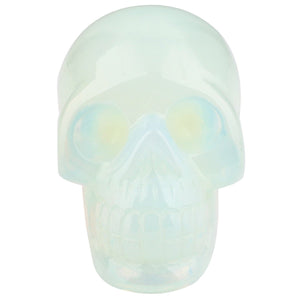 White Whale Healing Crystal Stone Opalite Human Reiki Skull Figurine Statue Sculptures