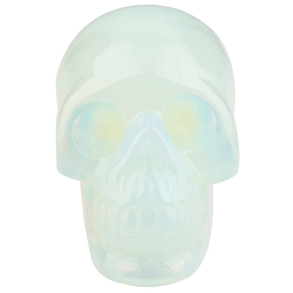 White Whale Healing Crystal Stone Opalite Human Reiki Skull Figurine Statue Sculptures