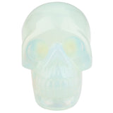 White Whale Healing Crystal Stone Opalite Human Reiki Skull Figurine Statue Sculptures