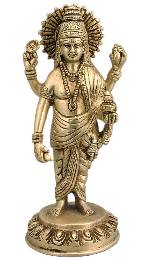 White Whale Brass Hindu God Lord Vishnu  Bhagwan Lord Vishnu Idol Statue Murti 8