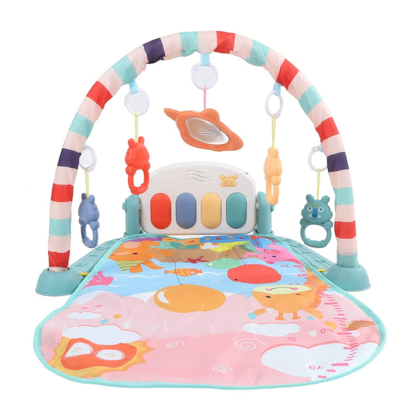 White Whale Baby Gym Play Mat, Play Piano Gym with Music and Lights, Tummy Time Mat Toys, Learning Sensory Baby Playmat, Musical Activity Center Gifts for Newborn, Toddler, Infants (Green)