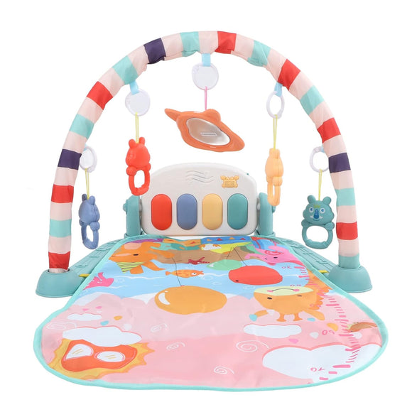 White Whale Baby Gym Play Mat, Play Piano Gym with Music and Lights, Tummy Time Mat Toys, Learning Sensory Baby Playmat, Musical Activity Center Gifts for Newborn, Toddler, Infants (Green)
