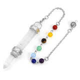 White Whale 7 Chakra Reiki Healing Crystal Hexagonal Pointed Pendant Necklace Divination Metaphysical Spiritual Amethyst Balancing Pendulum