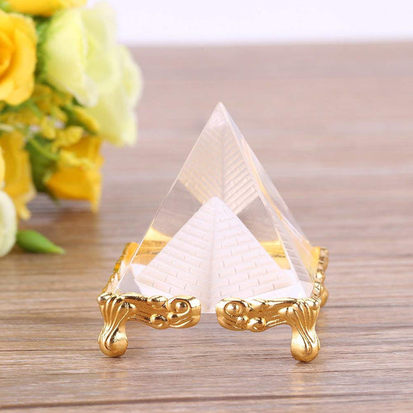 White Whale 2.3 inches Feng Shui Vastu Crystal Pyramid with Golden Legs (2.3 inches) Decoration & Gifts