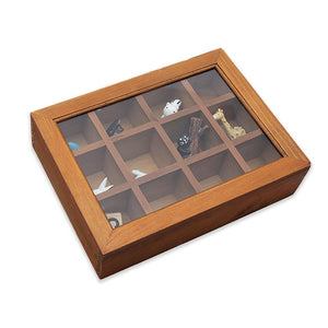 Whitewhale Tea Box Storage Natural Tea Chest Tea Bag Holder with Glass Window