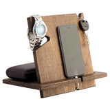 White Whale Wood Phone Docking Station with Key Holder, Wallet Stand and Watch Organizer Men's Gift MyFancyCraft Compatible with Any Phone