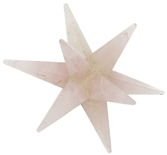 White Whale Rose Quartz Reiki Healing Crystal Energy Generator 12 Point Star Merkaba Sacred Geometry