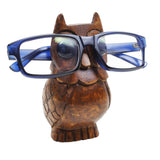 White Whale Wooden Owl Eyeglass Spectacle Holder Handmade Stand for Office Desk Home Décor Gifts