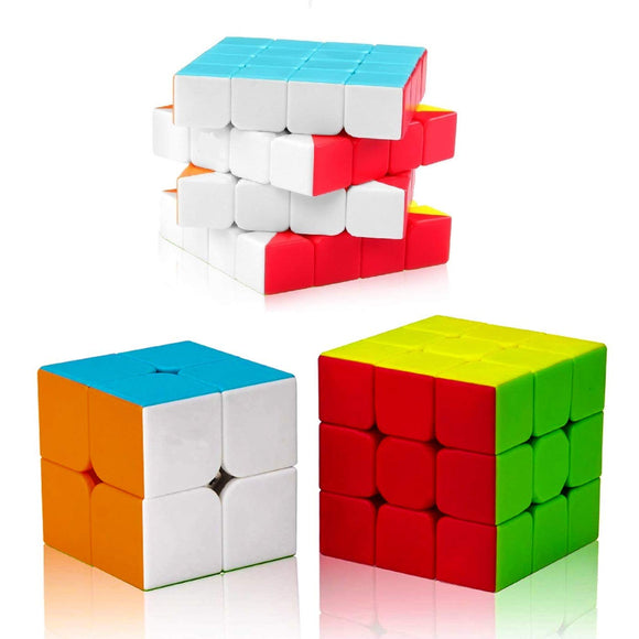 White Whale Speed Cube Magic Cube Puzzle 2x2, 3x3 & 4x4 Cube Game- Set of 3