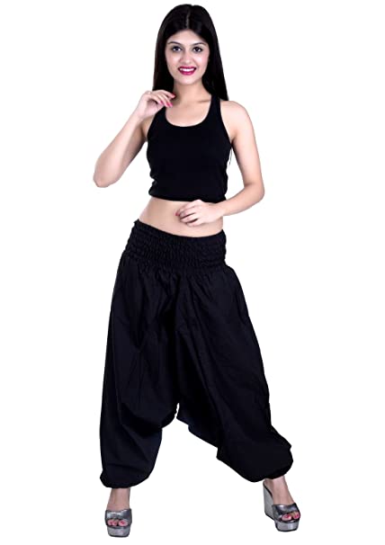 SRLIWHITE Women Indian Yoga Pants Thai Harem Pants Bohemian Loose Boho  Hippie Pants Smocked High Waist Pockets (Color : A, Size : Talla única) :  : Clothing, Shoes & Accessories