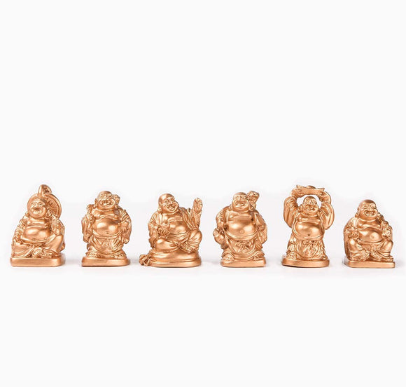 Brass Laughing Buddha Figurines Lucky Happy Buddha Statue-2'' Set of 6 Gift
