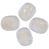 White Whale  4 pcs Engraved Chakra Stones Palm Stone Reiki Balancing