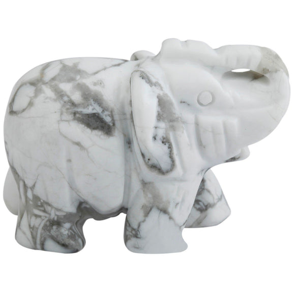 Whitewhale Healing Crystal Guardian White Howlite Turquoise Elephant Pocket Stone Figurines Carved Gemstone