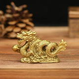 White Whale Fnegshui Handmade Brass Mini Magic Millennium Dragon Statue Office Table Decor Gift Collectible