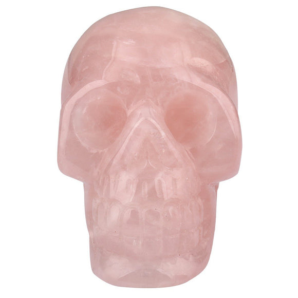 White Whale Healing Crystal Stone Rose Quartz Human Reiki Skull Figurine Statue Sculptures