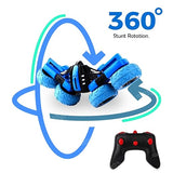 White Whale Remote Control Car Rechargeable RC Cars Stunt Car Double Sided Swing Arm 360° Flips Rotating 4WD Dance Car Toy Best Gift for Boys Girls - Blue