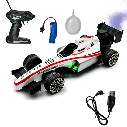 White Whale F1 Radio Controlled Fast RC Drift Car,High Speed Cool Vehicle Model with Spray Light Toys Birthday Gifts for Kids Boys