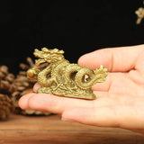 White Whale Fnegshui Handmade Brass Mini Magic Millennium Dragon Statue Office Table Decor Gift Collectible