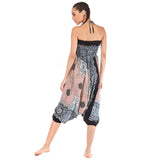 Whitewhale Women Casual Peacock Print Summer Loose Yoga Trousers Baggy Boho Aladdin Jumpsuit Harem Pants