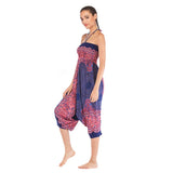 Whitewhale Women Casual Peacock Print Summer Loose Yoga Trousers Baggy Boho Aladdin Jumpsuit Harem Pants