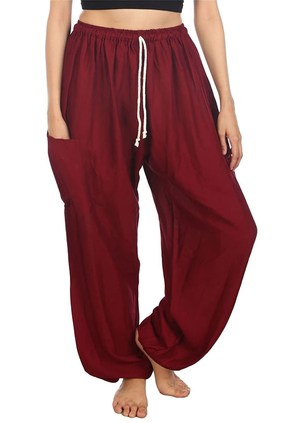 Solid Elastic Waist Harem Pants  Styched Fashion