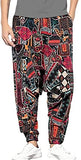 Whitewhale Mens Cotton Printed Harem Pants Pockets Yoga Trousers Hippie