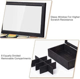 White Whale Tea Box Storage Natural Tea Chest Tea Bag Holder 8 Adjustable Tea Chest Compartments with Glass Window