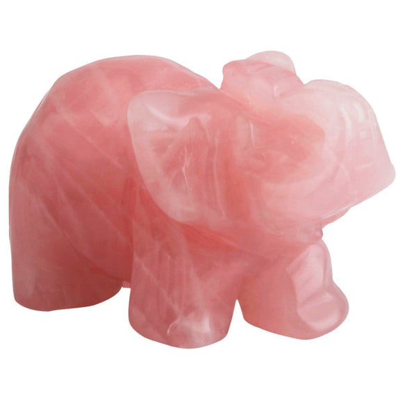 Whitewhale Healing Crystal Guardian Rose Quartz Elephant Pocket Stone Figurines Carved Gemstone