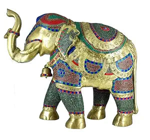 White Whale Handmade Ethnic Indian Brass Elephant Decor Showpiece, Home Decor Statue, Indian Decorations, Indian Houseware, Brass Figurine