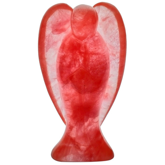 White Whale Cherry Quartz Healing Crystal Gemstone Carved Pocket Crystal Guardian Angel Figurines.