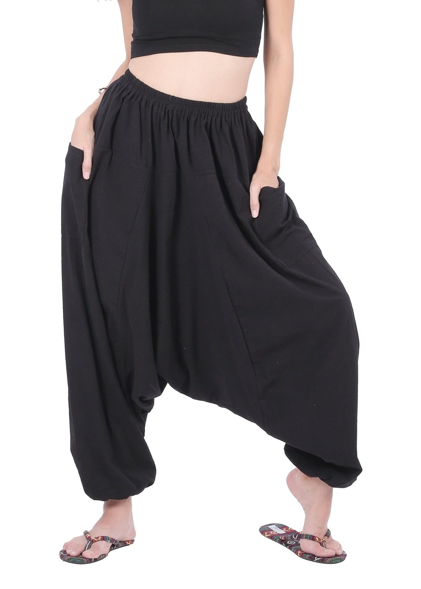 Harem Pants Loose Knee Length - Bohemian Beach Boutique