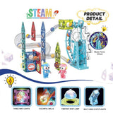 White Whale Light-Music-Electric Magnetic Tiles- Building Blocks for Kids | Light & Musical Ferris Wheel Marble Run | 3D STEAM Toys for Kids | Boys Girls (120 Pieces)