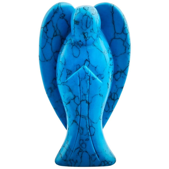 White Whale Blue Howlite Turquoise Healing Crystal Gemstone Carved Pocket Crystal Guardian Angel Figurines