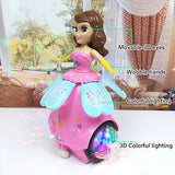 White Whale Musical Toys 360 Degrees Rotating Dancing Princess Doll with 3D Flashing Lights & Sound -Plastic,Pink(Pack of 1)