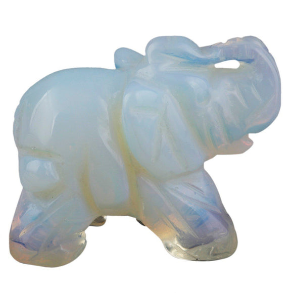 Whitewhale Healing Crystal Guardian Opalite Elephant Pocket Stone Figurines Carved Gemstone