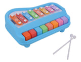 White Whale Kid's 2 in 1 Piano and Xylophone Educational Musical Instrument Plastci 8 Key Scales for Clear Tones with Music Cards Songbook ( Multicolor )